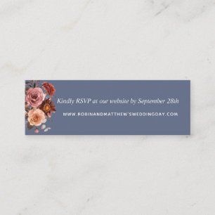 Dusty Blue, Blush and Burgundy Floral Website Rsvp Mini Business Card