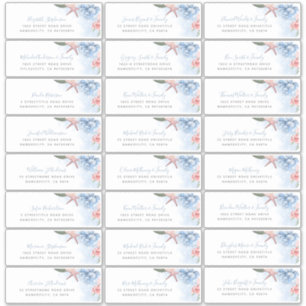 Dusty Blue Blush Beach Wedding Address Labels