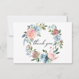 Dusty Blue & Blush Pink Floral 2 Thank You Cards