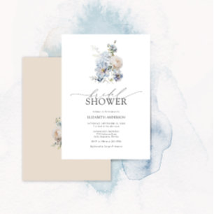 Dusty Blue & Blush Pink Floral Bridal Shower Invitation