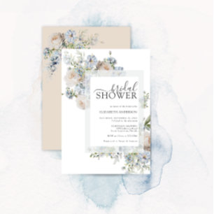 Dusty Blue & Blush Pink Floral Bridal Shower Invitation