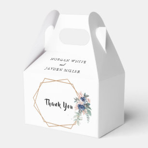 Dusty Blue  Blush Pink Floral Gold Frame Wedding  Favour Box