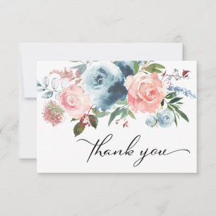 Dusty Blue & Blush Pink Floral Thank You Cards