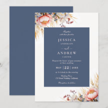 Dusty Blue & Blush Pink Floral Watercolor Wedding 