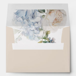 Dusty Blue & Blush Pink Floral Wedding Envelope