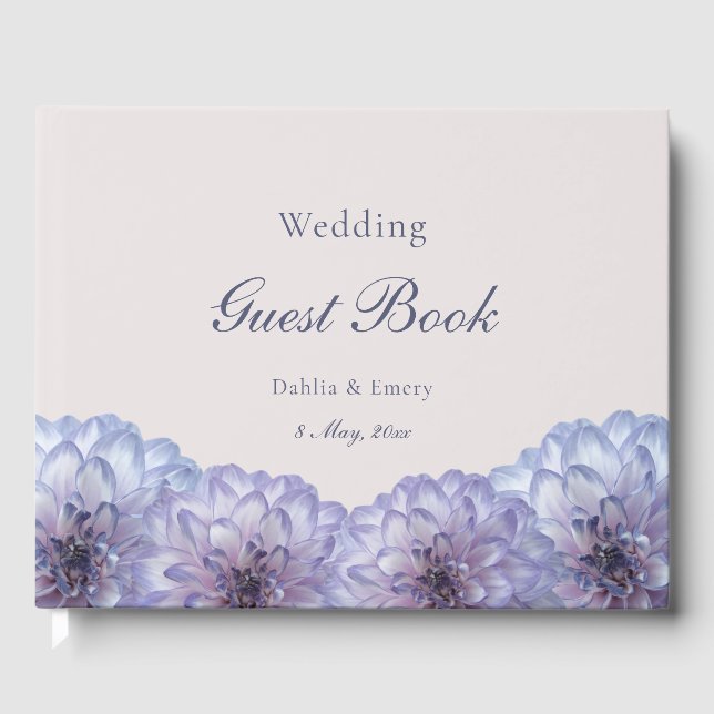 Dusty Blue Blush Pink Floral Wedding Guest Book (Front)