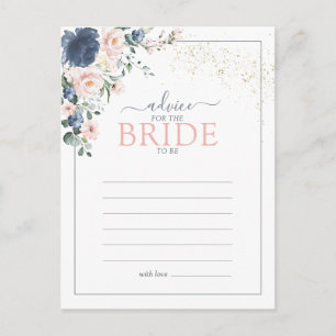 Dusty Blue Blush Pink Gold Advice To The Bride Postcard