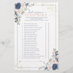 Dusty Blue Blush Pink Gold Floral Shower Game