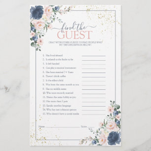 Dusty Blue Blush Pink Gold Floral Shower Game