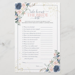 Dusty Blue Blush Pink Gold Floral Shower Game