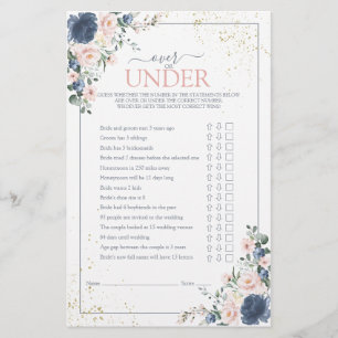 Dusty Blue Blush Pink Gold Floral Shower Game