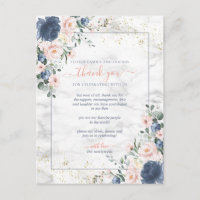 Dusty Blue Blush Pink Gold Floral Wedding Thanks