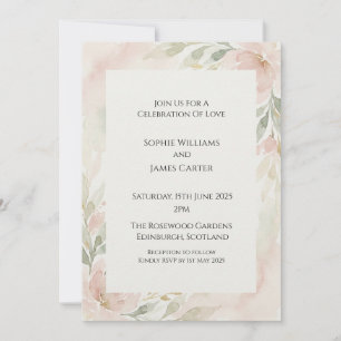 Dusty Blue & Blush Vine Floral Invitation