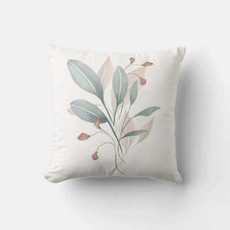 Dusty Blue & Blush Watercolor Accent Pillow Cover 