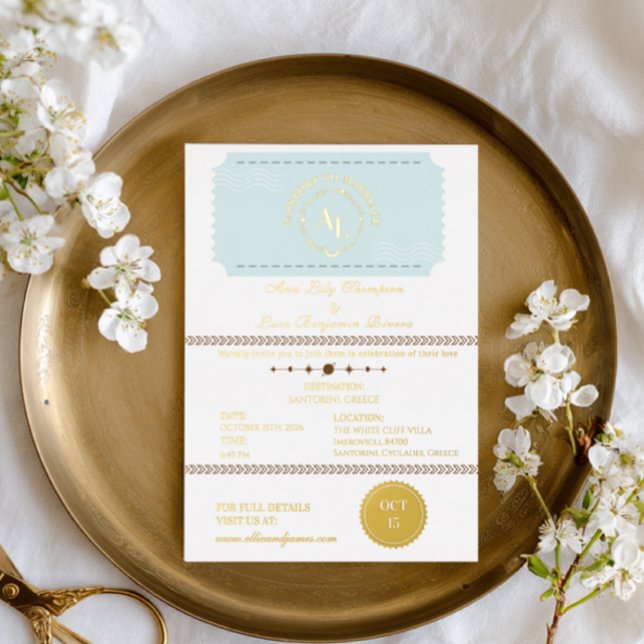 Dusty Blue Boarding Pass Cosmic Wedding  (Creator Uploaded)