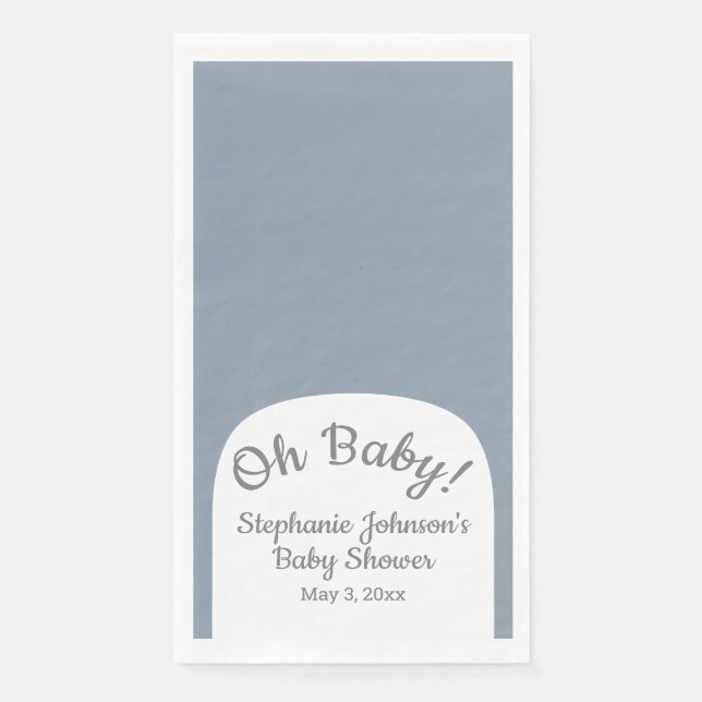 Dusty Blue Bohemian Arch Oh Baby Baby Shower       Napkin (Front)