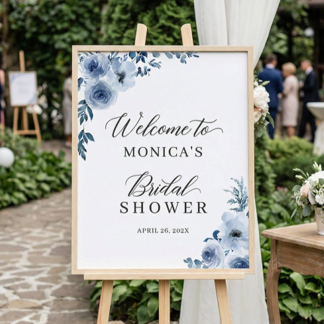 Dusty Blue Bohemian Floral Bridal Shower Sign (Creator Uploaded)