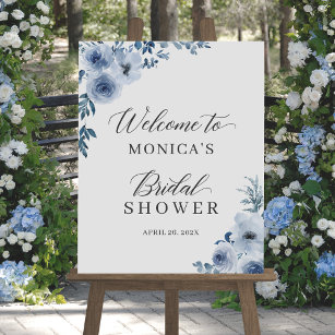 Dusty Blue Bohemian Floral Bridal Shower Sign