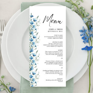 Dusty Blue Boho Chic Wildflowers Elegant Wedding Menu