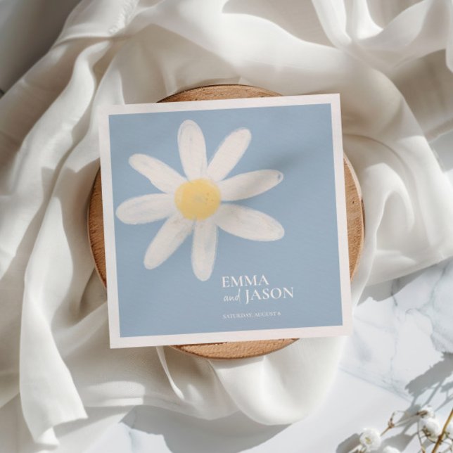 Dusty Blue Boho Daisy Floral Napkins (Creator Uploaded)