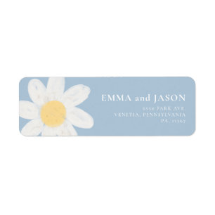 Dusty Blue Boho Daisy Floral Return Address Label