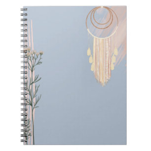 Dusty Blue BOHO Dream Catcher Custom Stationery Notebook