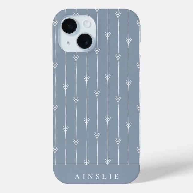 Dusty Blue Boho Fletched Pattern Personalised Case-Mate iPhone Case (Back)