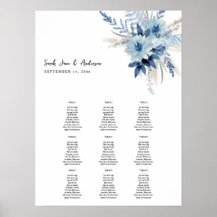 Dusty Blue Boho Floral Event Seating Chart 9