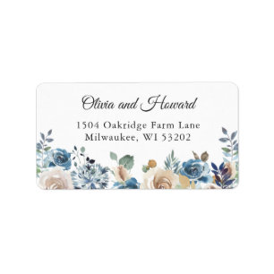 Dusty Blue Boho Floral Return Address Label