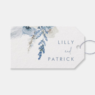 Dusty Blue Boho Floral Wedding Favour Gift Tags