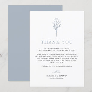 Dusty Blue Boho Minimalist Botanicals Wedding Thank You Card