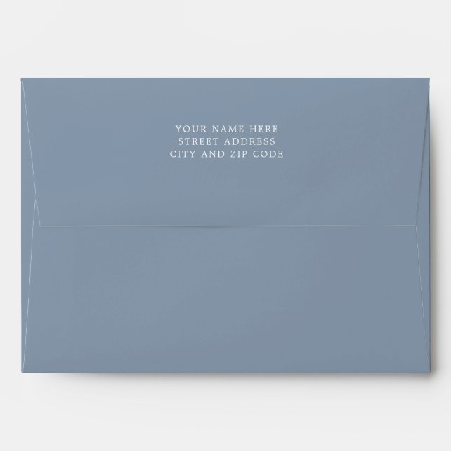 Dusty Blue Boho Modern Simple White Lines Wedding Envelope (Back (Top Flap))