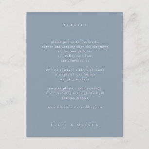 Dusty Blue Boho Photo Wedding Modern Enclosure Card