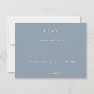 Dusty Blue Boho Photo Wedding Modern RSVP Card