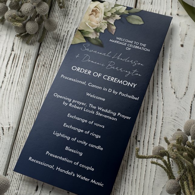 Dusty Blue Boho Roses Wedding   Programme (Creator Uploaded)
