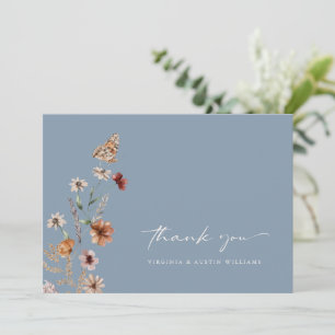 Dusty Blue Boho Thank You Card