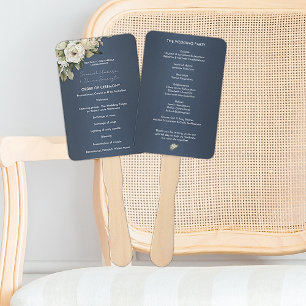 Dusty Blue Boho Vintage Rose Bouquet Wedding Hand Fan