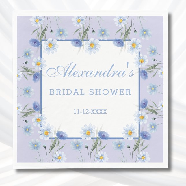 Dusty Blue Boho Wildflower Bridal Shower  Napkin (Creator Uploaded)