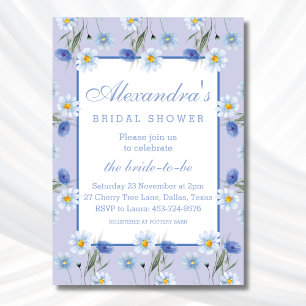 Dusty Blue Boho Wildflower Spring Bridal Shower Invitation