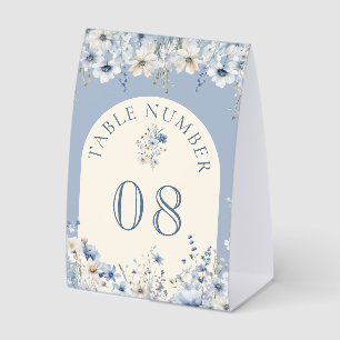 Dusty Blue Boho Wildflower Wedding Table Number