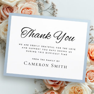 Dusty blue border sympathy thank you card