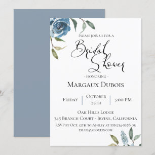 Dusty Blue Botanical Bridal Shower Invitation