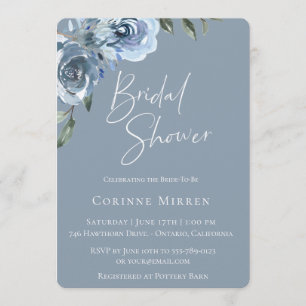 Dusty Blue Botanical Bridal Shower Invitation