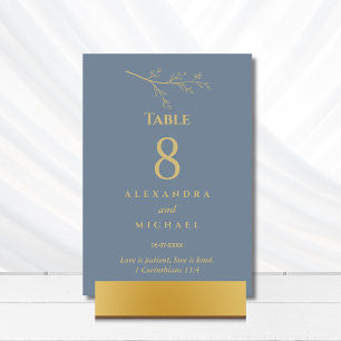 Dusty Blue Botanical Christian Wedding    Table Nu Table Number