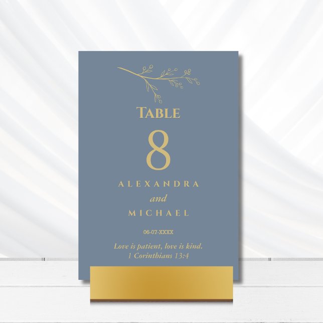 Dusty Blue Botanical Christian Wedding    Table Nu Table Number (Creator Uploaded)