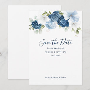 Dusty Blue Botanical Eucalyptus Watercolor Save The Date