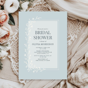 Dusty Blue Botanical Floral Bridal Shower Invitation