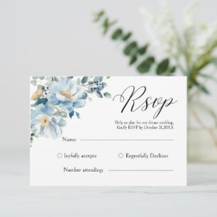 Dusty Blue Botanical Floral RSVP Card