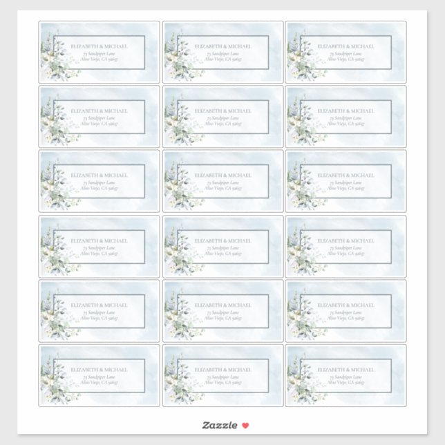 Dusty Blue Botanical Greenery 18 Guest Address (Sheet)