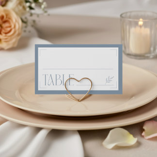 Dusty Blue Botanical Minimalist Place Card
